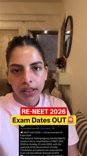 RE-NEET 2026 Exam DATES Out🚨 #pw #neet #physicswallah