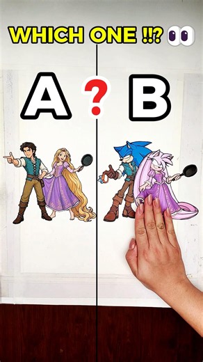 Rapunzel x Flynn or Amy x Sonic mixing Tangled 🤩 !! A or B ?? #rapunzel #sonic #art #mixing
