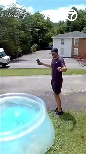 FedEx Driver Attempts to Play It Cool After Tumbling Into Front Yard Pool