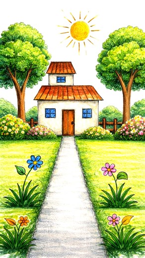 Watch this simple house drawing turn into a beautiful artwork 🌿🏡 Perfect for beginners & art lovers! Follow Tanvir Art Academy for more easy drawing videos 🎨💙 #HouseDrawing #EasyDrawing #ArtVideo #DrawingForBeginners #TanvirArtAcademy | Tanvir Art Academy