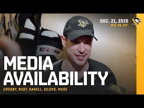 Crosby, Rust, Rakell, Silovs, Muse Media Availability (12.21.25) | Pittsburgh Penguins