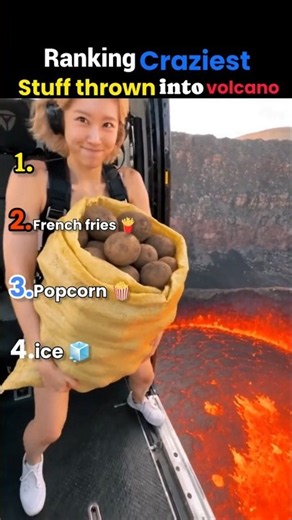 Ranking Craziest stuff thrown into volcano#shorts