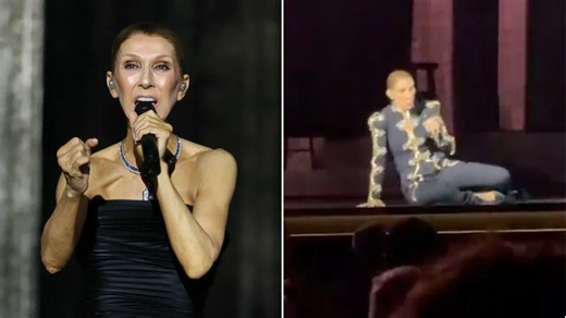 Celine Dion falls during comeback show