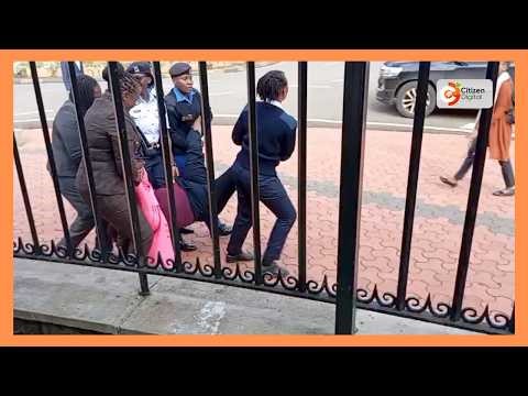Former Nominated Senator Gloria Orwoba carried away after being arrested at Parliament Buildings
