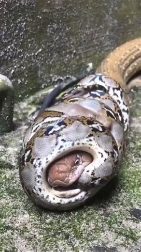 @fharidax The vicious cycle of survival of the fittest between the largest venomous snake on the planet, the King Cobra vs the longest non-venomous snake on the planet the Reticulated Python! Who do you think won the battle? 😳