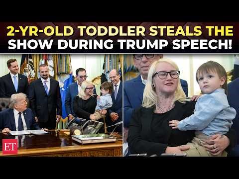 'I love you…': Toddler’s playful tantrum stops Trump mid-speech as he announces a ‘miracle’ drug