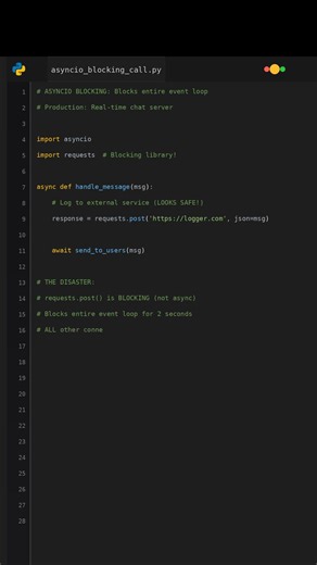 Asyncio Blocking Call Freezes 10K Chat Users For 47 Seconds?! #realtimechat