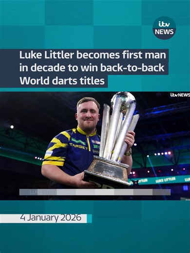 Luke Littler becomes first man in decade to win back-to-back World darts titles #itvnews #news