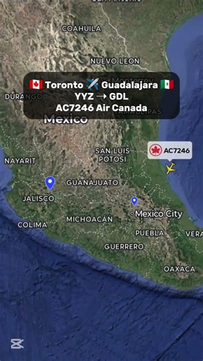 🇨🇦 TORONTO TO GUADALAJARA 🇲🇽 LIVE FLIGHT PATH | Air Canada Flight AC7246 #PlaneFinder | Wayvana