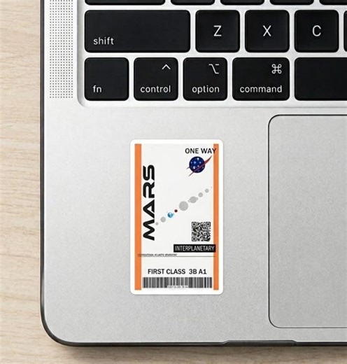 Mars Space Ticket Vinyl Sticker, Waterproof Laptop, Water Bottle, Car Decal, Gift for Family, Gift for Friends - Etsy