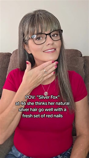 Well they do. #redridinghood #freshset #rednails #silverfox #silverhair