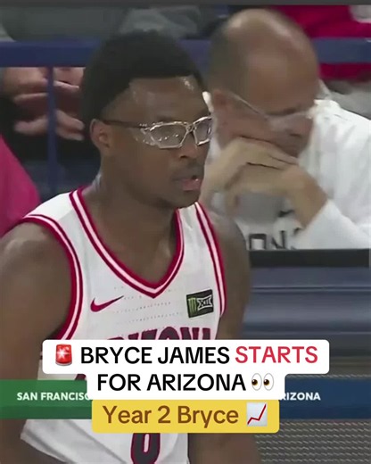 Bryce James got the start in an exhibition game and made a 3 on the first possession 😮‍💨🐻 #collegebasketball #cbb #brycejames #basketball