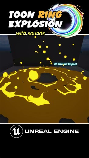 Niagara Toon Ring Explosion effect with sounds in Unreal Engine