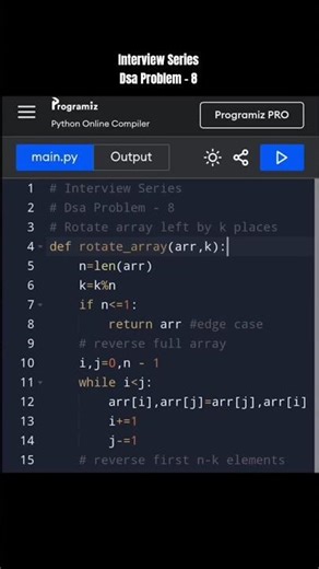 Dsa Problem - 8 | Rotate Array by K Positions | #dsa #shorts