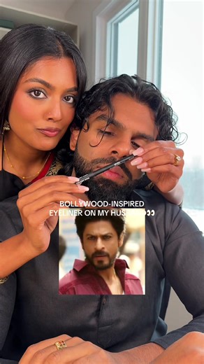 please hype him up bc he actually agreed to do this with me🥹🤭 @pavishan r. #eyeliner #makeupformen #husbandwife #makeupfun