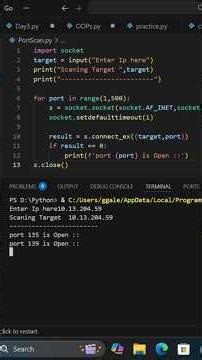 How Hackers Scan Open Ports? Python Tutorial #shorts #shortvideo