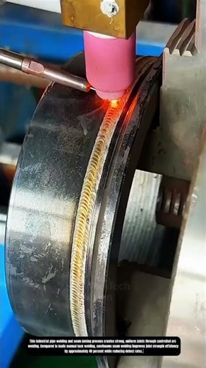 Industrial Pipe Welding and Seam Joining Process on Rotational Fabrication Line