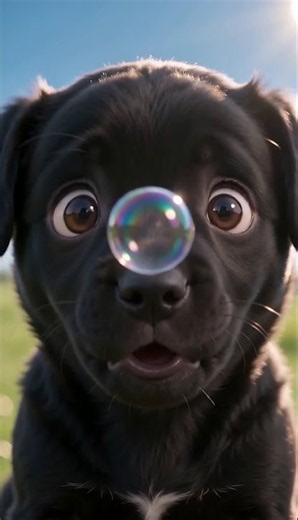 🐶Tiny Puppy vs. Magic Bubbles! 🐶 #Shorts