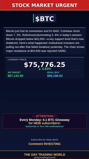 Bitcoin Crashes: Coinbase & Robinhood Stocks TANK 📉 #Shorts