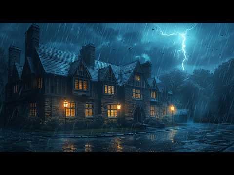 Listen & Sleep Instantly with Heavy Rain and Thunder Sounds on Roof of an Old Mansion at Night