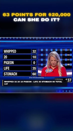 Can She Get 63 Points For $20,000? #familyfeud #steveharvey #shorts