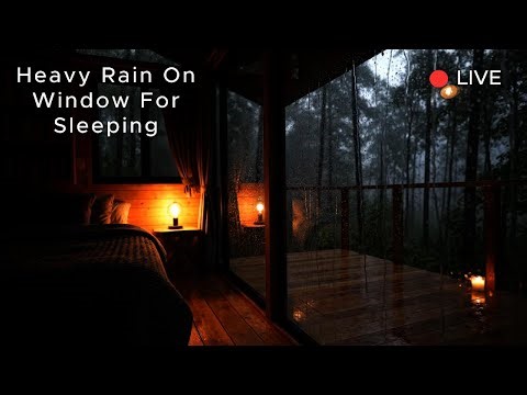 🔴 24/7 Cozy Cabin Rain Sounds for Deep Sleep | Live Stream | Study & Relax