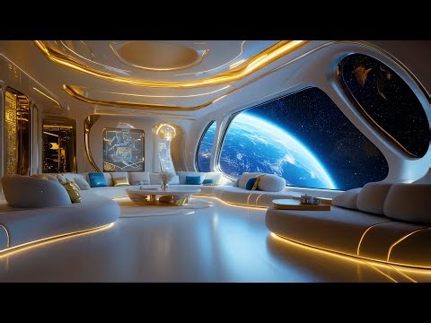 🎵Golden Orbital Lounge🚀Luxury Sci-Fi Ambient Music for Sleep, Focus & Deep Space Calm | 4K | 5 Hours