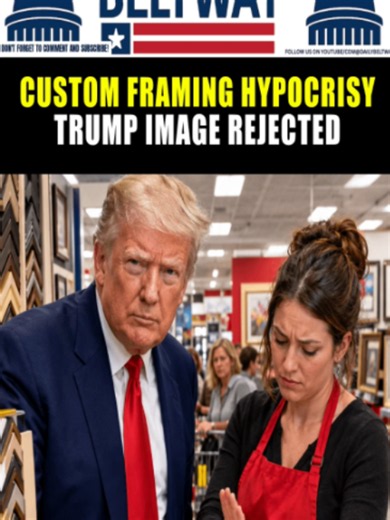 A Michaels custom framing employee refused service to a customer who brought a personal photograph of President Donald Trump, patriotic McNaughton artwork, and an original moon landing newspaper for framing. The worker cited a supposed company policy against political content but could not produce any documentation when challenged. The customer filmed the heated exchange, pointing out that a personal photo for home display is not a political statement. The video has been shared widely, raising q