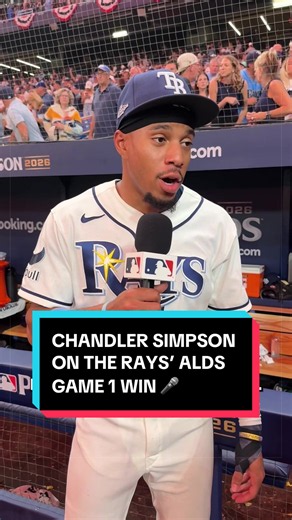 “It was electric in here from start to finish” Chandler Simpson talks The Trop crowd and Drew Rasmussen’s performance in the @TAMPA BAY RAYS ALDS Game 1 win! #mlb #baseball #postseason #ALDS #rays