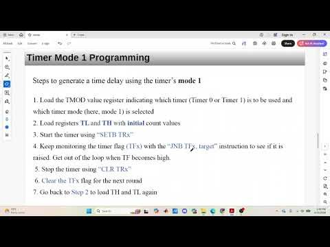 Mode 1 of Timer in 8051 Microcontroller. Square wave generation.