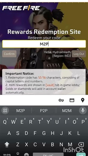 Free fire today's redeem code | free fire redemption site code | FF redemption code | FF redeem code