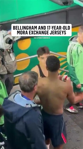 17-year-old Gilberto Mora swaps jerseys with Jude Bellingham postgame