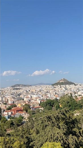 Athens from Aeropagus Hill, Acropolis and city view.