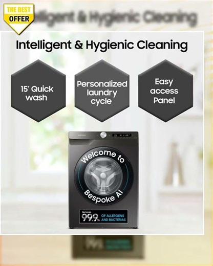 Samsung 7 kg, 5 Star, AI Control, Wi-Fi, Digital Inverter, Motor, Fully-Automatic Front Load Wash...