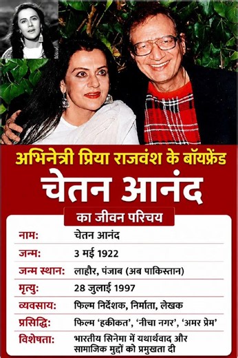अभिनेत्री प्रिया राजवंश के बॉयफ्रेंड चेतन आनंद का जीवन परिचय‼️ biography of chetana#ytshorts #gk#ias