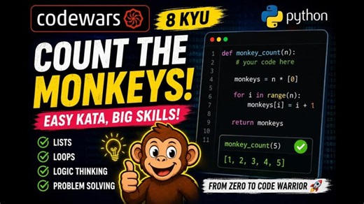 Codewars Python #1 | Count the Monkeys! (8 kyu) | Beginner Coding Challenge 🐍