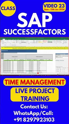 SAP SuccessFactors Time Management Training Online Class 23 12th Jan 2026 #sapsuccessfactorstraining