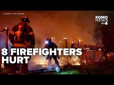 Man, 8 firefighters hurt when flames tear through home near Seattle's Matthews Beach