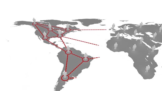 Connecting people across continents, global network animation over world map | Premium Stock Video Footage