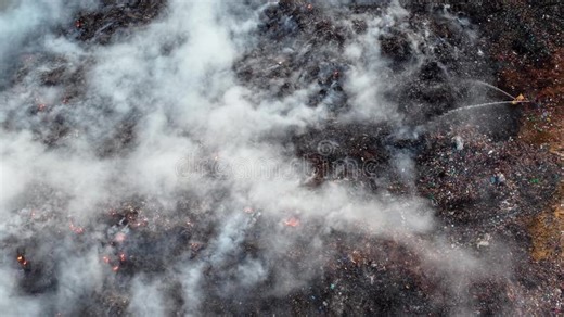 Aerial Drone Footage of Landfill Burning and Smoke Stock Footage - Video of hazard, drone: 452953810