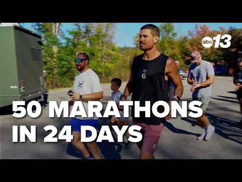 Record chasing runner brings 24-day, 50-state marathon quest to Asheville