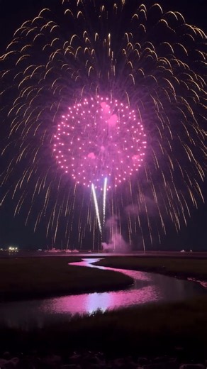 fireworks POV, virtual firework show, colorful night sky, golden firework finale