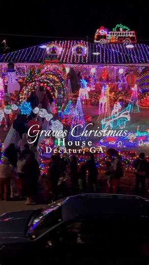 Jonathan Cunningham | Atlanta Drone Pilot & Visual Storyteller on Instagram: "The Graves Christmas House has been a Decatur tradition for about 45 years. Mary Graves and her family have been decorating this house since the late ’70s, adding to it every year. What started as a family tradition turned into something the whole city shows up for. Parking gets crazy and it can feel a little chaotic — but that’s part of the experience. If you’re going: It is FREE but donations are appreciated 📍 2464 