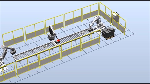 robotstudio ABB工业机器人仿真软件，搬运喷漆交叉码垛工作站，有需要的可以随时联系！有大量现成工作站，也可定制。