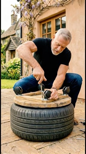 Turning Old Tires and Wood Into a Planter | DIY Garden Ideas 🌹🪴🌿