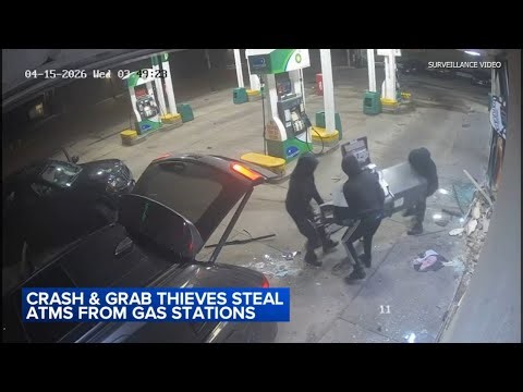 Video shows smash-and-grab thieves target gas station ATM