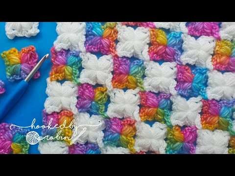 Crochet Puff Squares & How to Join As You Go - NO SEWING! 🧶
