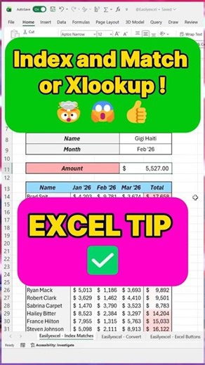 How to look up data in Excel using Index and Match #excel #spreadsheets #accounting #exceltips #