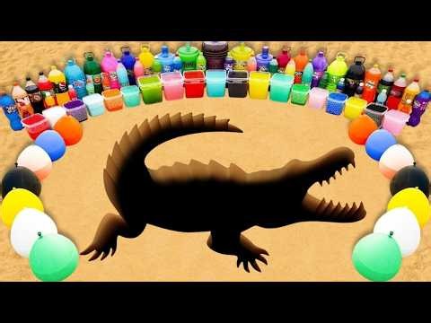 How to Make a Giant Crocodile made with Rainbow Balloons of Orbeez, Big Mtn Dew, Coca Cola vs Men297