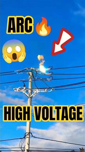 POWER LINE ON FIRE! 😱 Scary High Voltage Arc